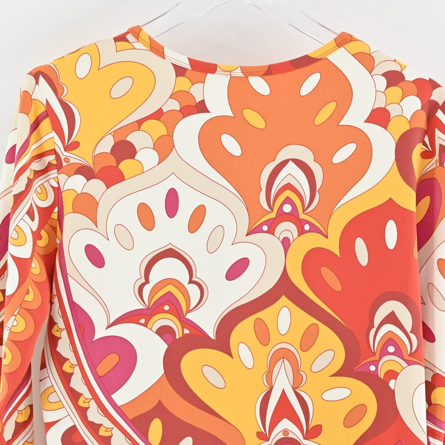 J MCLAUGHLIN Womens Catalina Cloth Top Size L Stretch Quarter Sleeve Retro Print