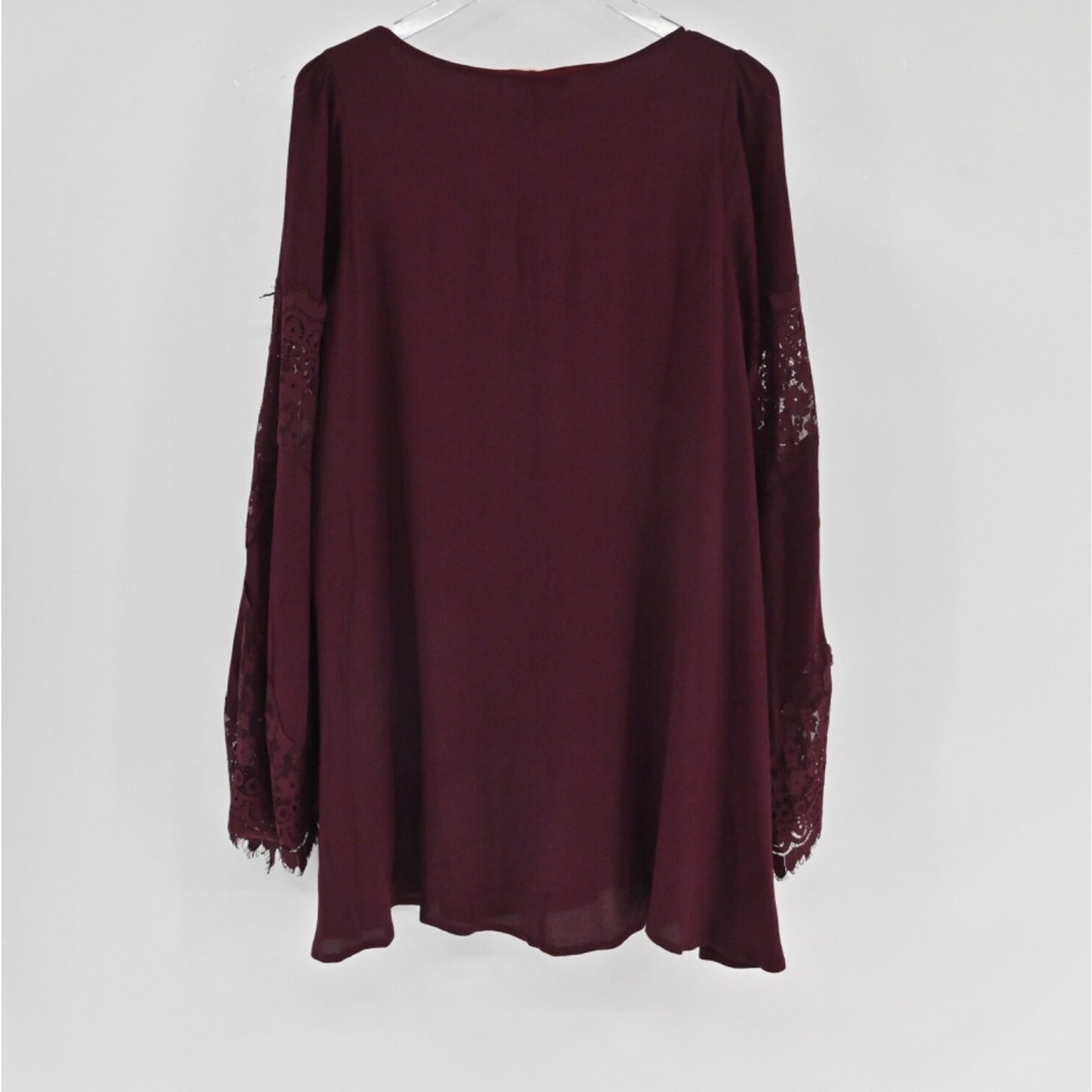 ALTAR'D STATE Boho Bell Sleeve Dress Sz L Shift Burgundy Floral Lace Whimsigoth