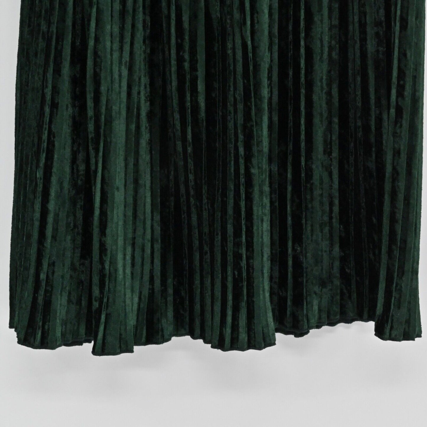 ZARA Skirt Set Womens Size XS Blouse Pleated Velour Emerald Green Retro Career