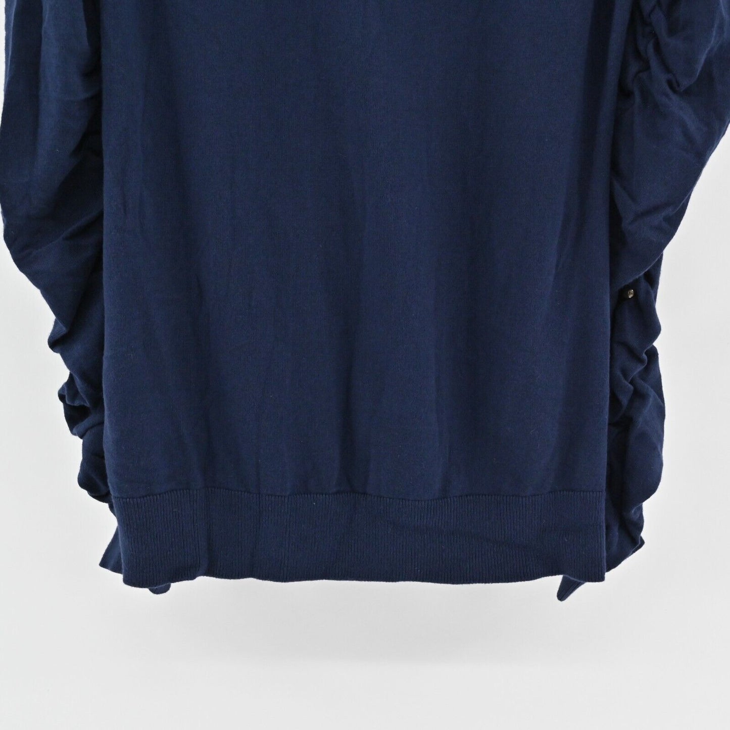 BOSTON PROPER Sweater Womens Size M Navy VNeck Ruched Studded Long Sleeve Knit