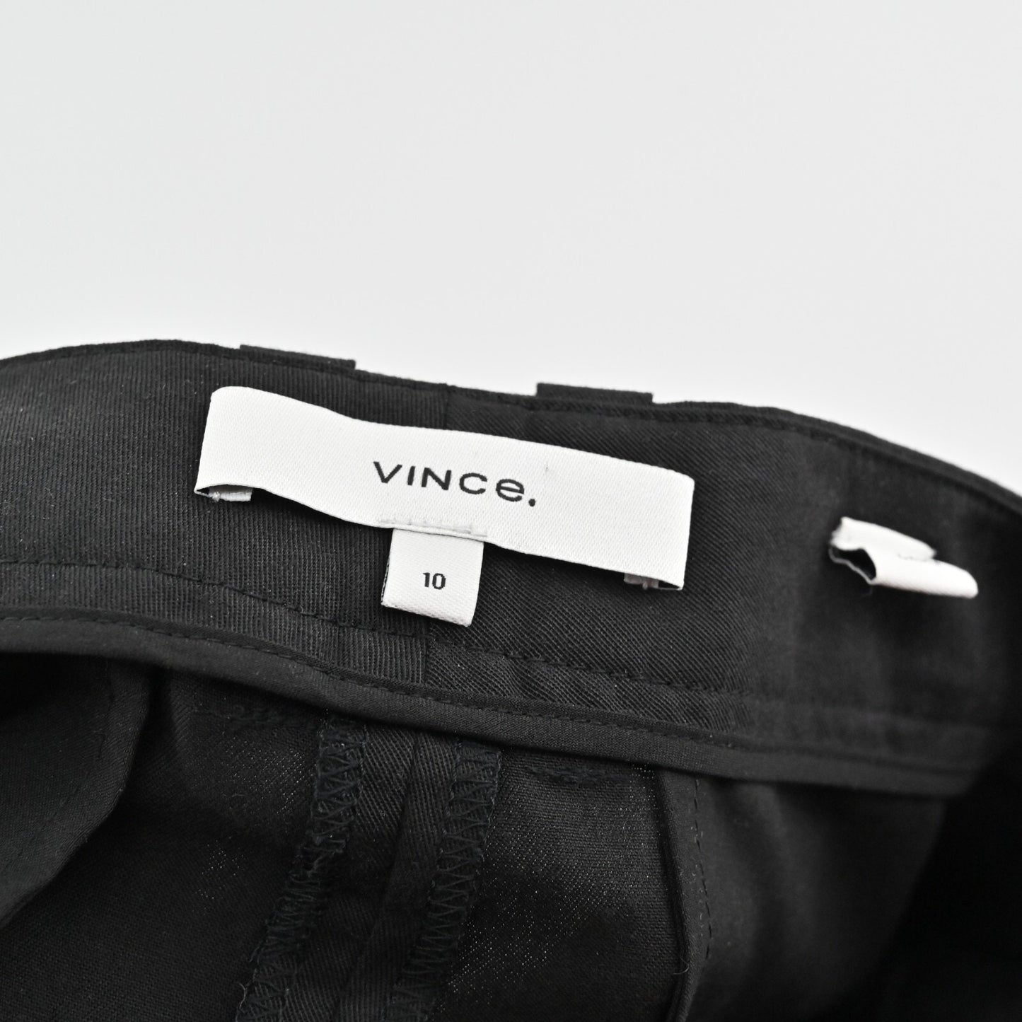 VINCE Pleated Pants Womens Sz 10 Solid Black Wide Leg High Rise Classic Trouser
