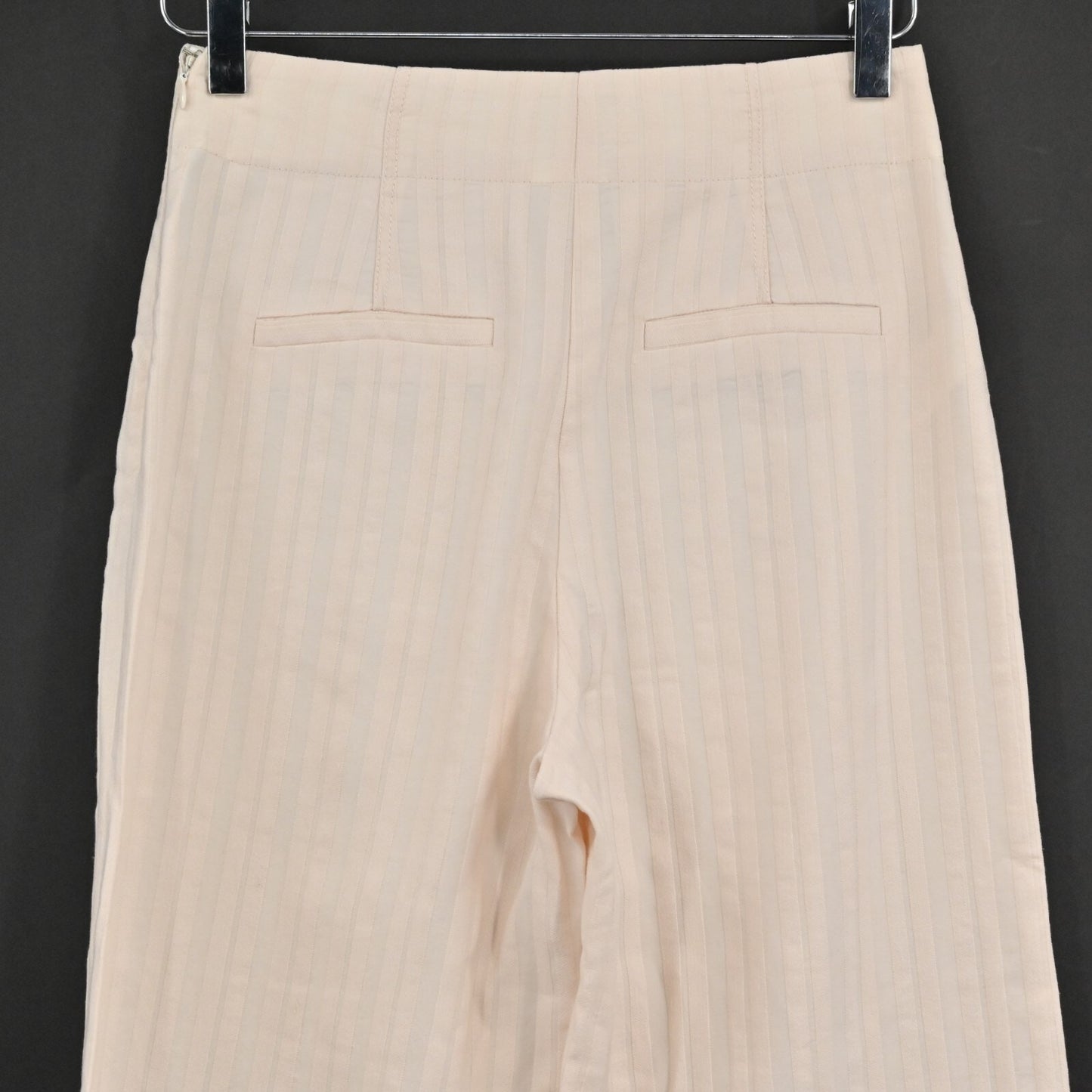 REBECCA TAYLOR Linen Pants Womens Size 0 Textured Stripe Cream Wide Leg Crop