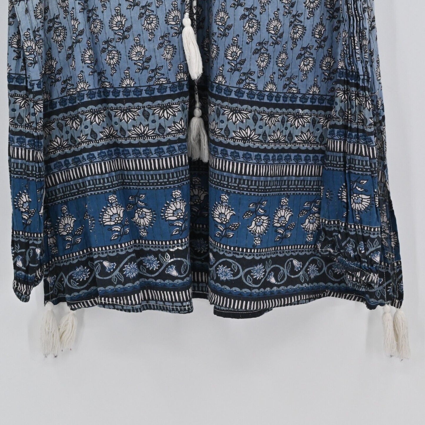 RAGA Dress Womens Size XS Night Bloomer Mini Cold Shoulder Tassel Metallic Boho