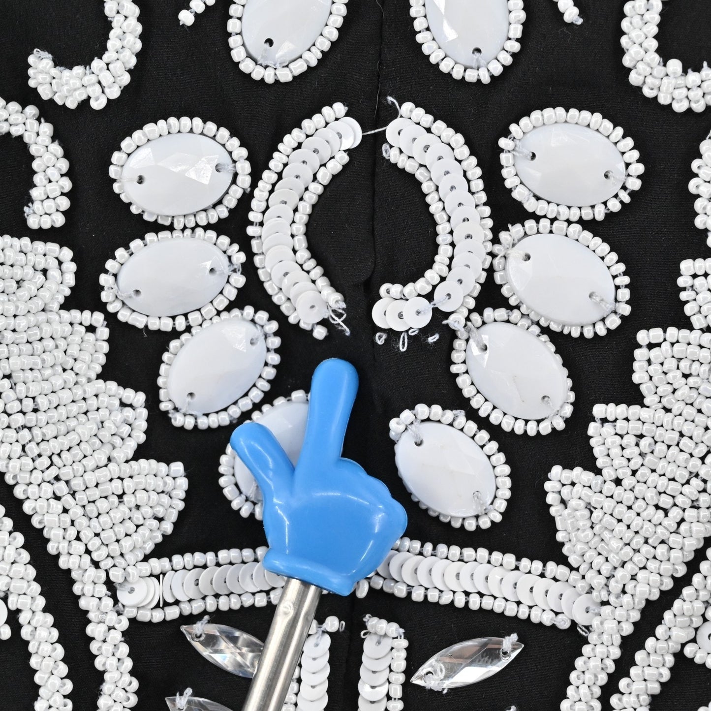 Alexis Womens Beaded Mini Skirt Size S Black White Rhinestone Embellished Luxe