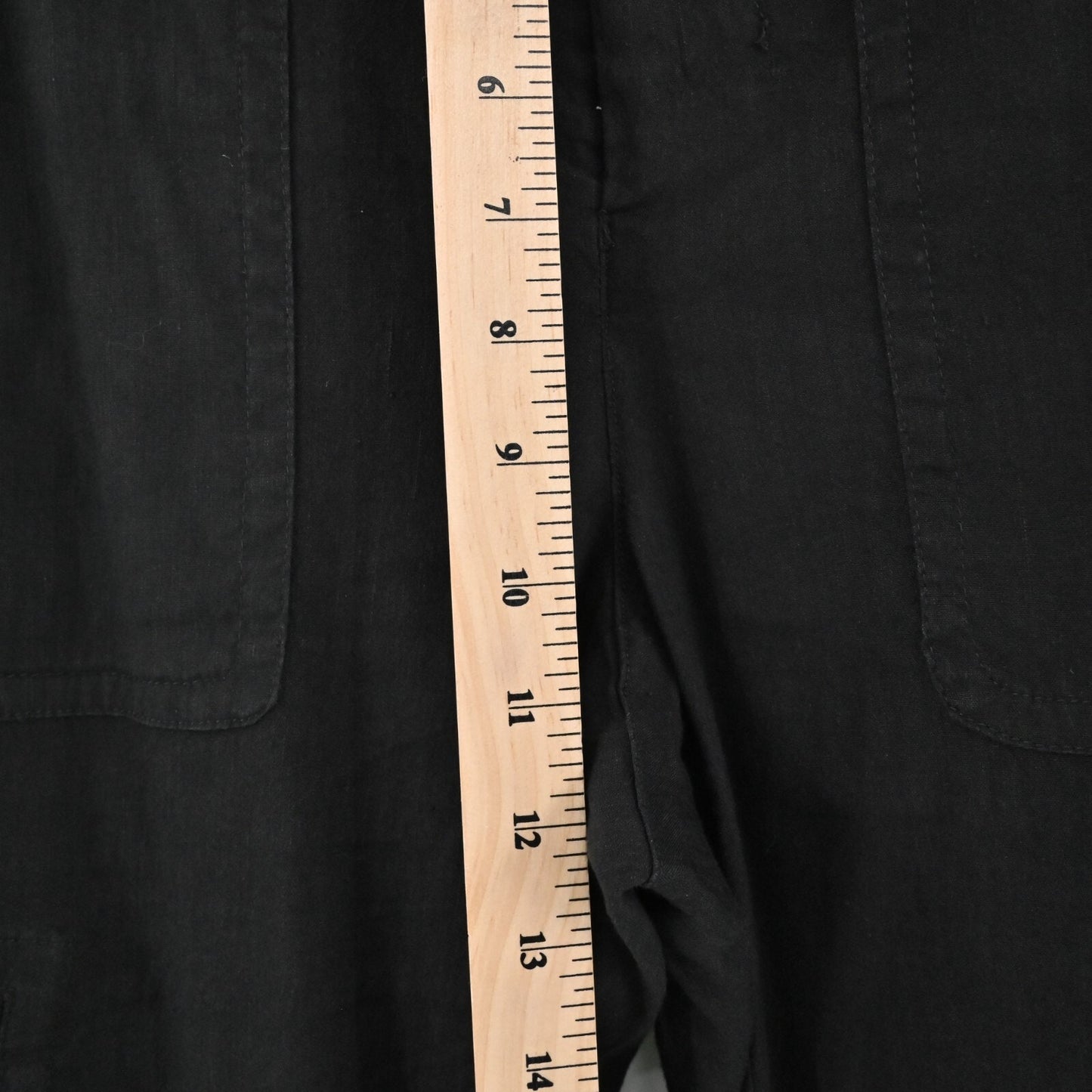 VINCE Pants Womens Size S Cropped Linen Blend Solid Black High Rise Trousers