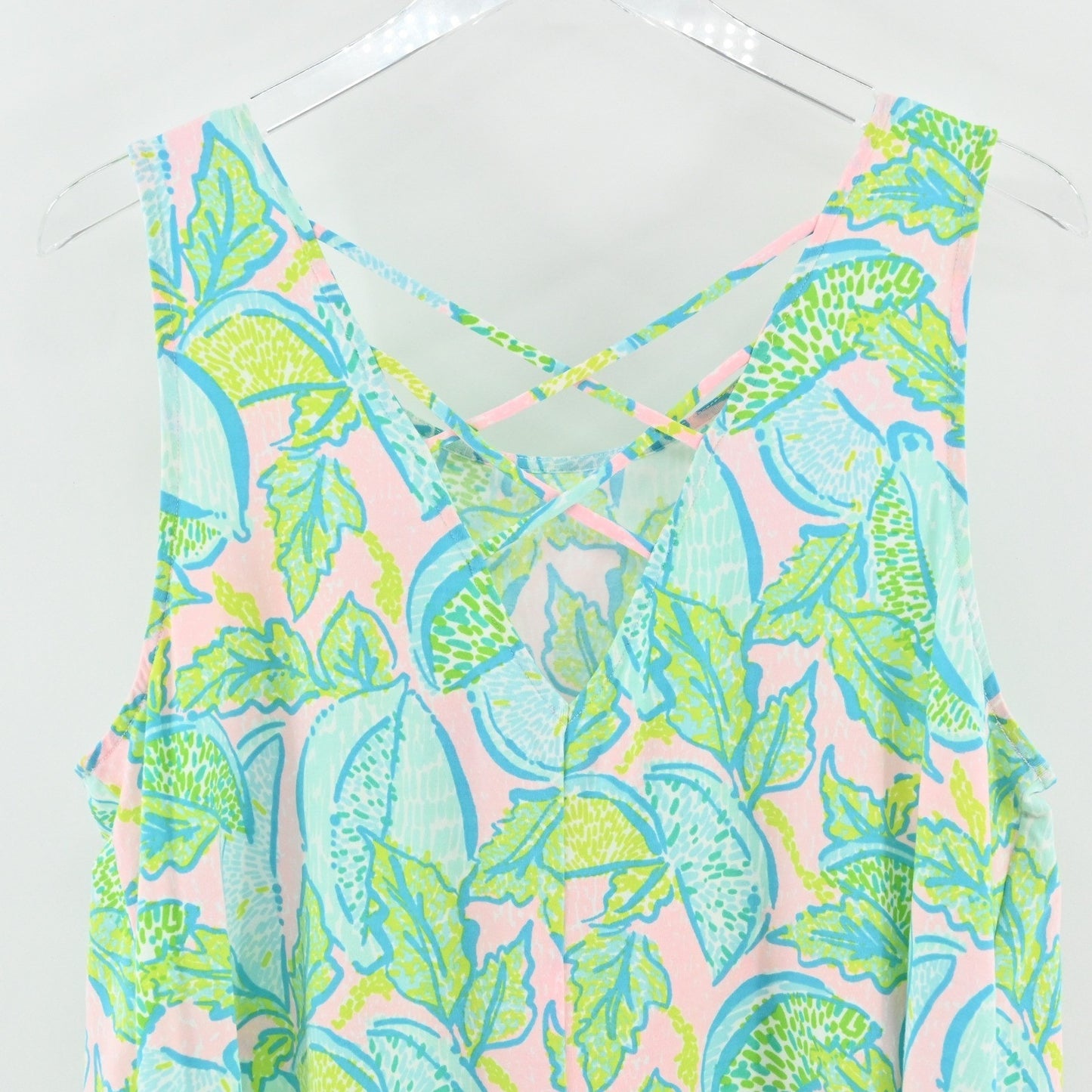 Lilly Pulitzer Kristen Top Size XL Vitamine Sea Citrus Green Blue Sleeveless