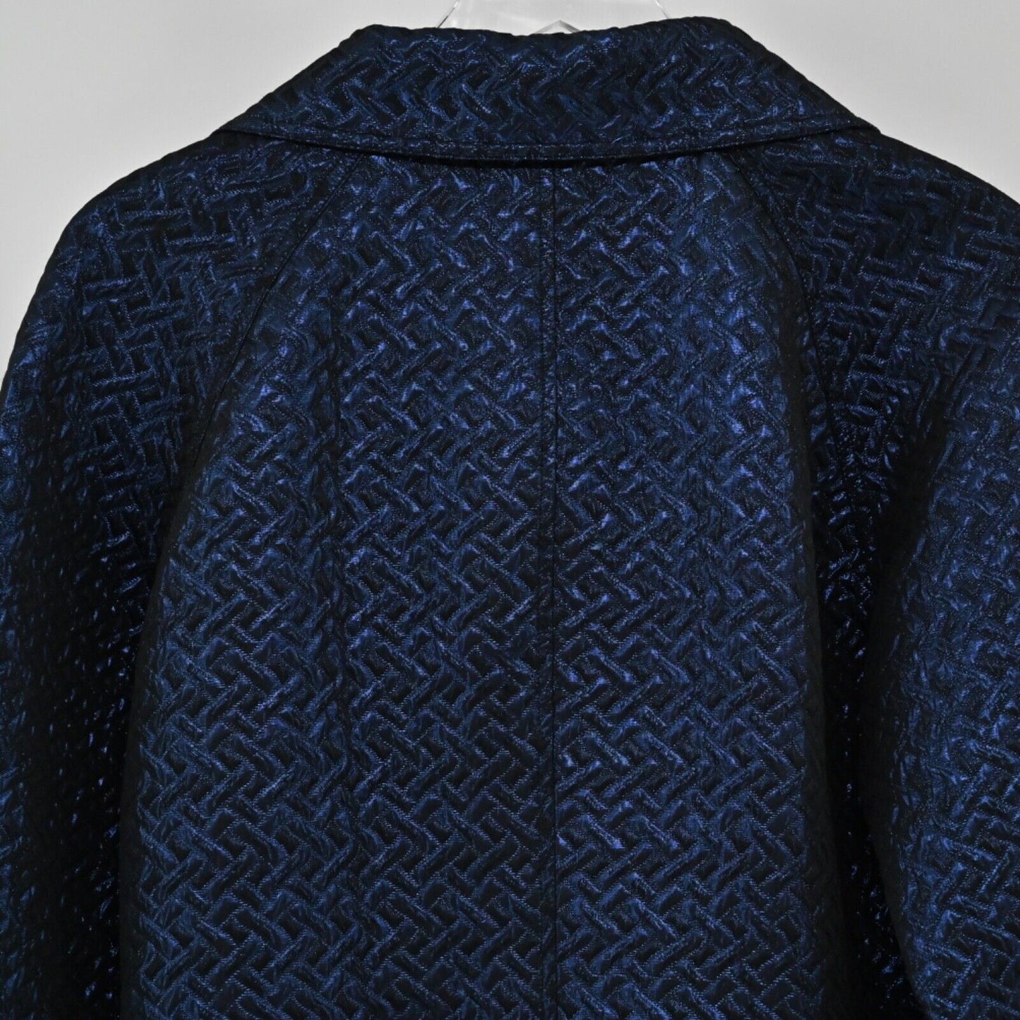 JONES NEW YORK Jacket Womens Sz S Blue Metallic Quilted Herringbone Button Front