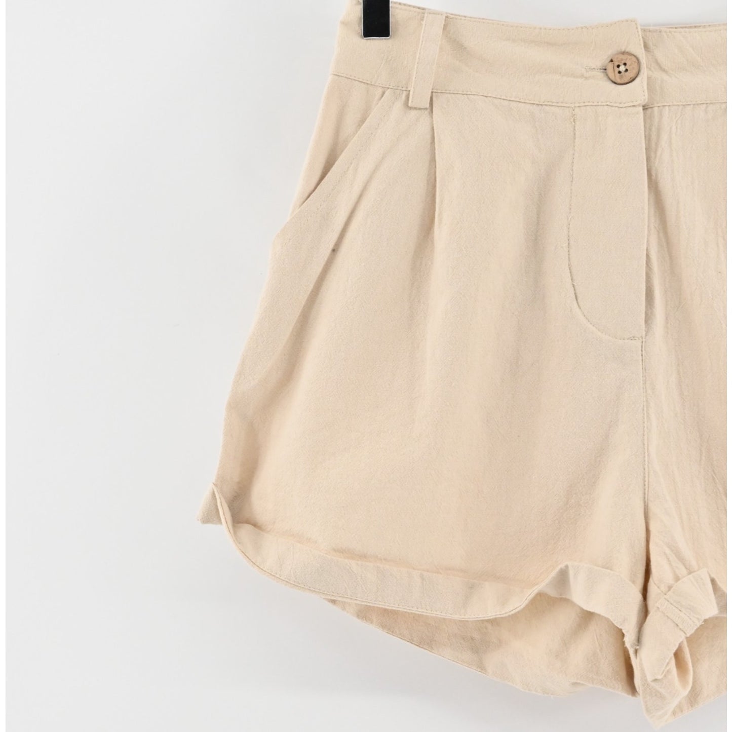 FREE PEOPLE Womens Khaki Shorts Size XS Preppy Cuffed Pleated High Rise Cotton