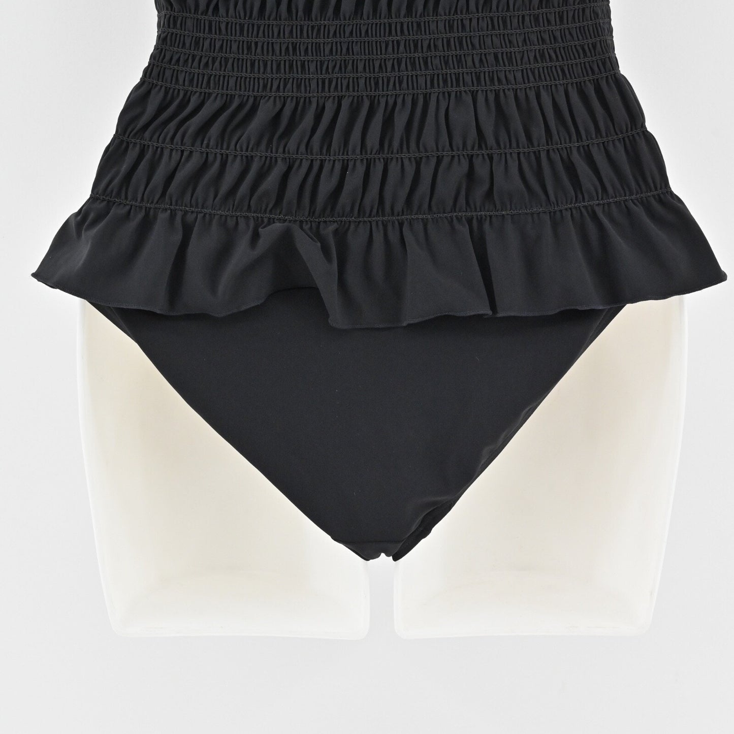 TORY BURCH Womens Costa Swimsuit Sz XS Black Smocked Convertible One Piece Retro