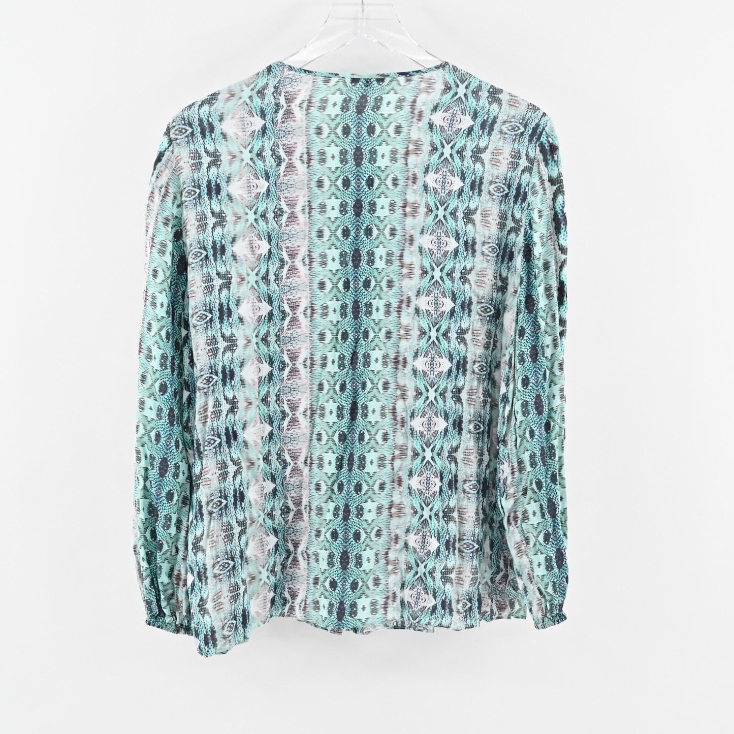 KOBI HALPERIN Womens Lapenna Top Sz XL Blue Snake Print Sequin Peasant Blouse