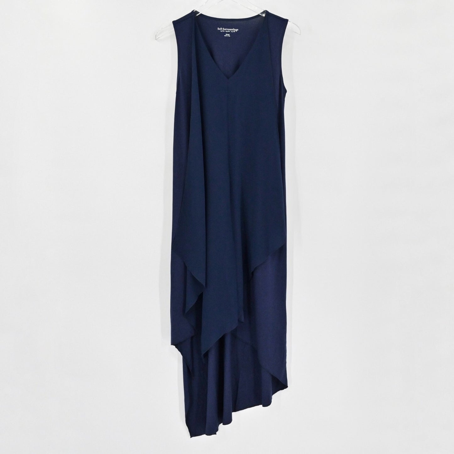 SOFT SURROUNDINGS Womens Amalfi Dress Size XS Blue Navy Jersey Chiffon Lagenlook