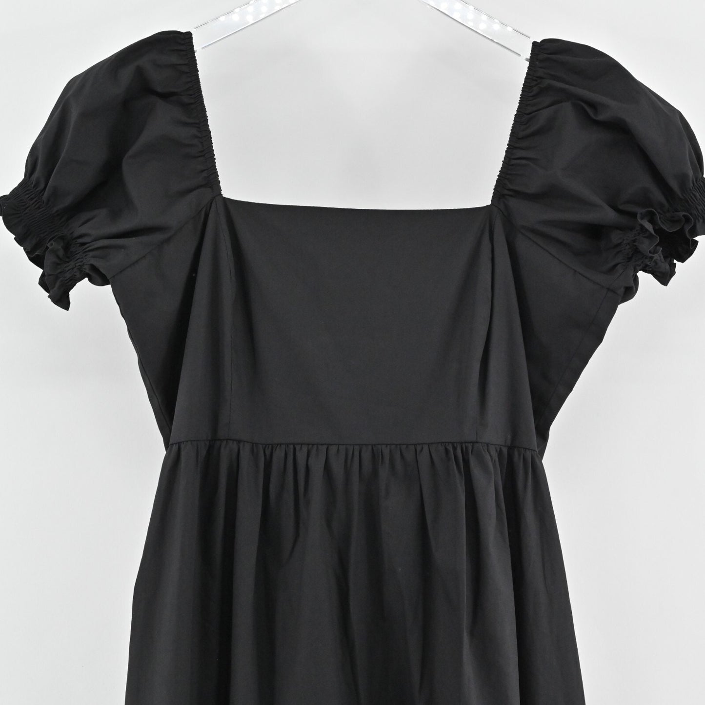 OPT Josephine Tiered Dress Size M Black Square Neck Puff Sleeve Midi Cottage NEW