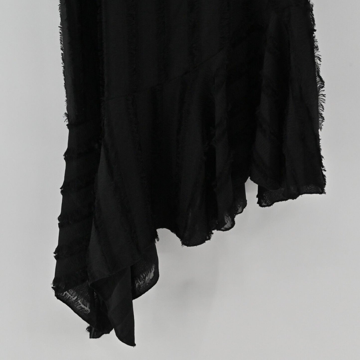 ANTHROPOLOGIE Dress Womens Size S Eri Ali Black Fringed Slip Textured Midi Goth
