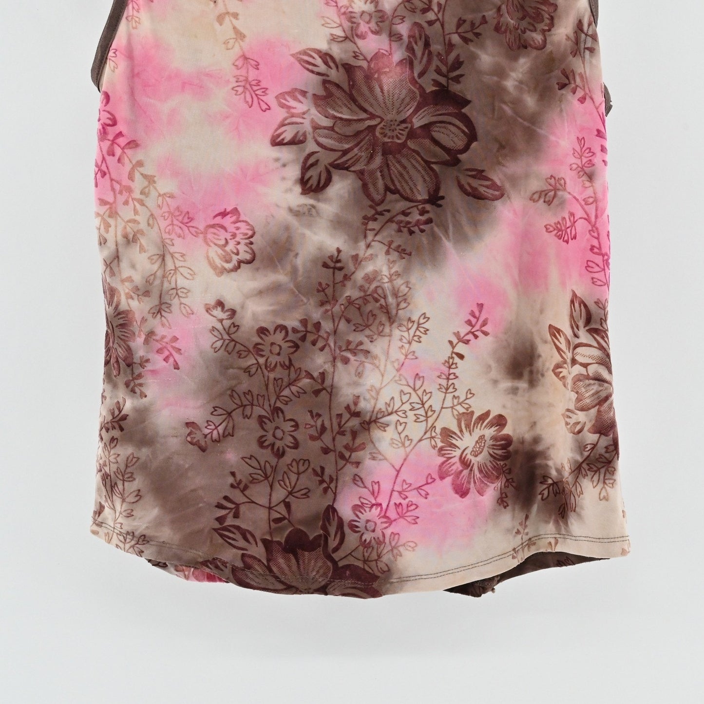 Vtg Y2k Sami Jo Burnout Velvet Top Womens Sz M Corset Floral Brown Pink Tie Dye