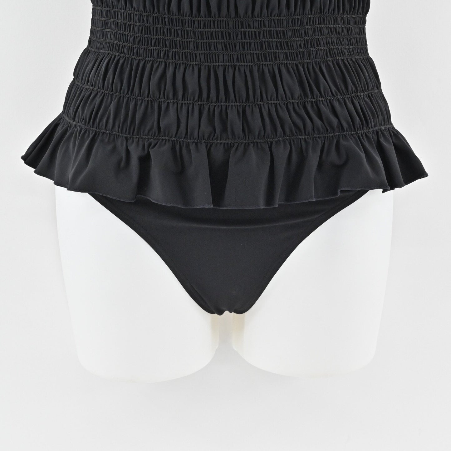 TORY BURCH Womens Costa Swimsuit Sz XS Black Smocked Convertible One Piece Retro