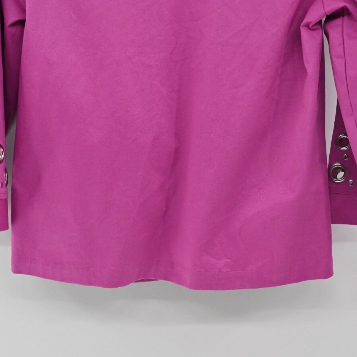 Vtg BOB MACKIE Jacket Womens Size S Pink Grommet Studded 3/4 Sleeve Full Zip 90s