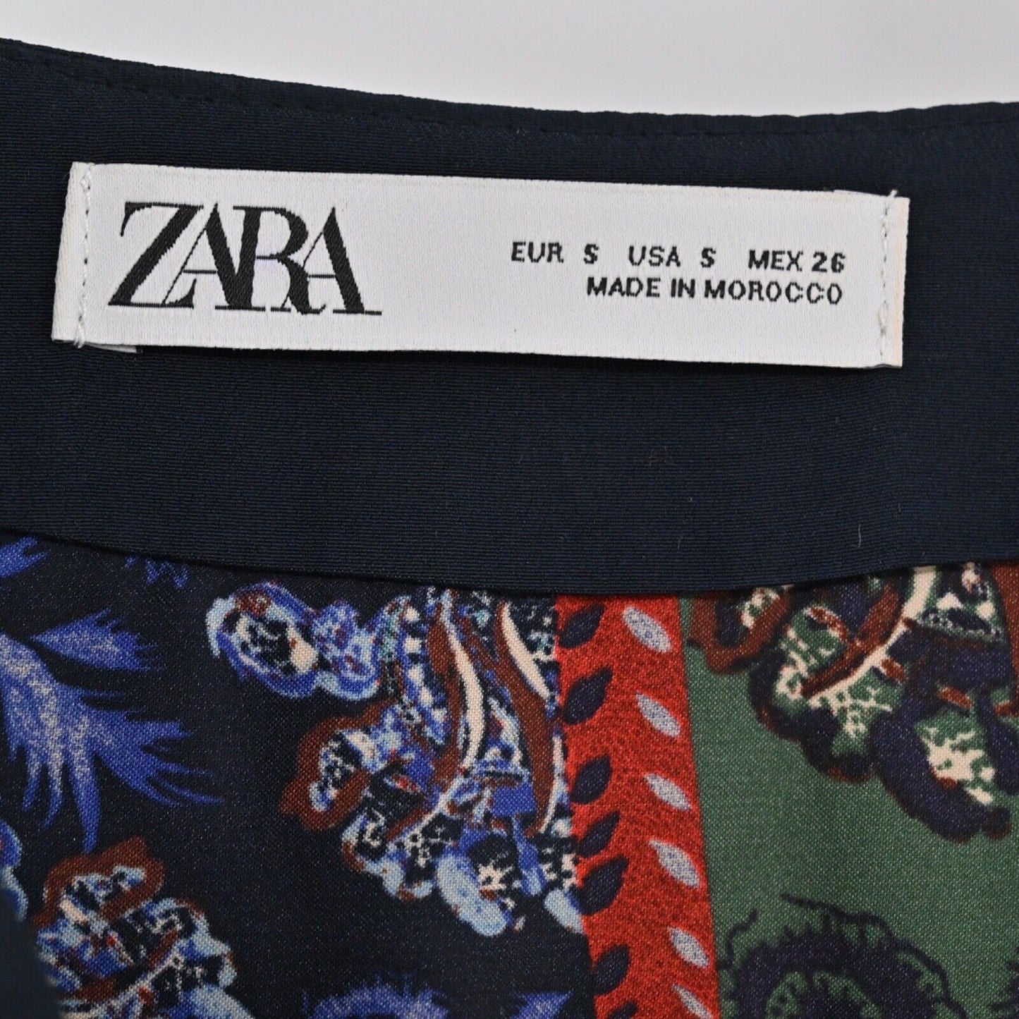 ZARA Dress Womens Sz Small Floral Wrap Mini Patchwork Boho Kimono Dolman Sleeve