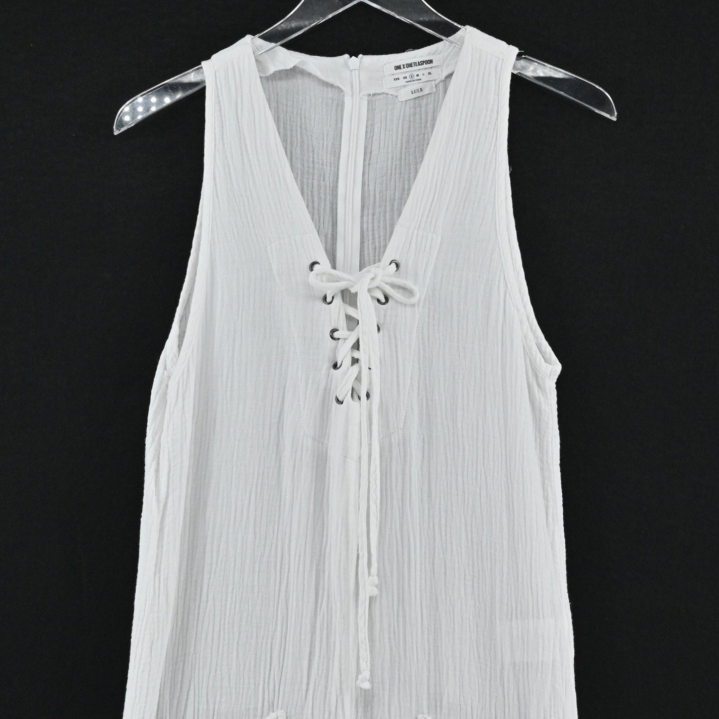 ONE TEASPOON Womens Luxe Gauze Jumpsuit Size S White Wide Leg Cotton Lace Up