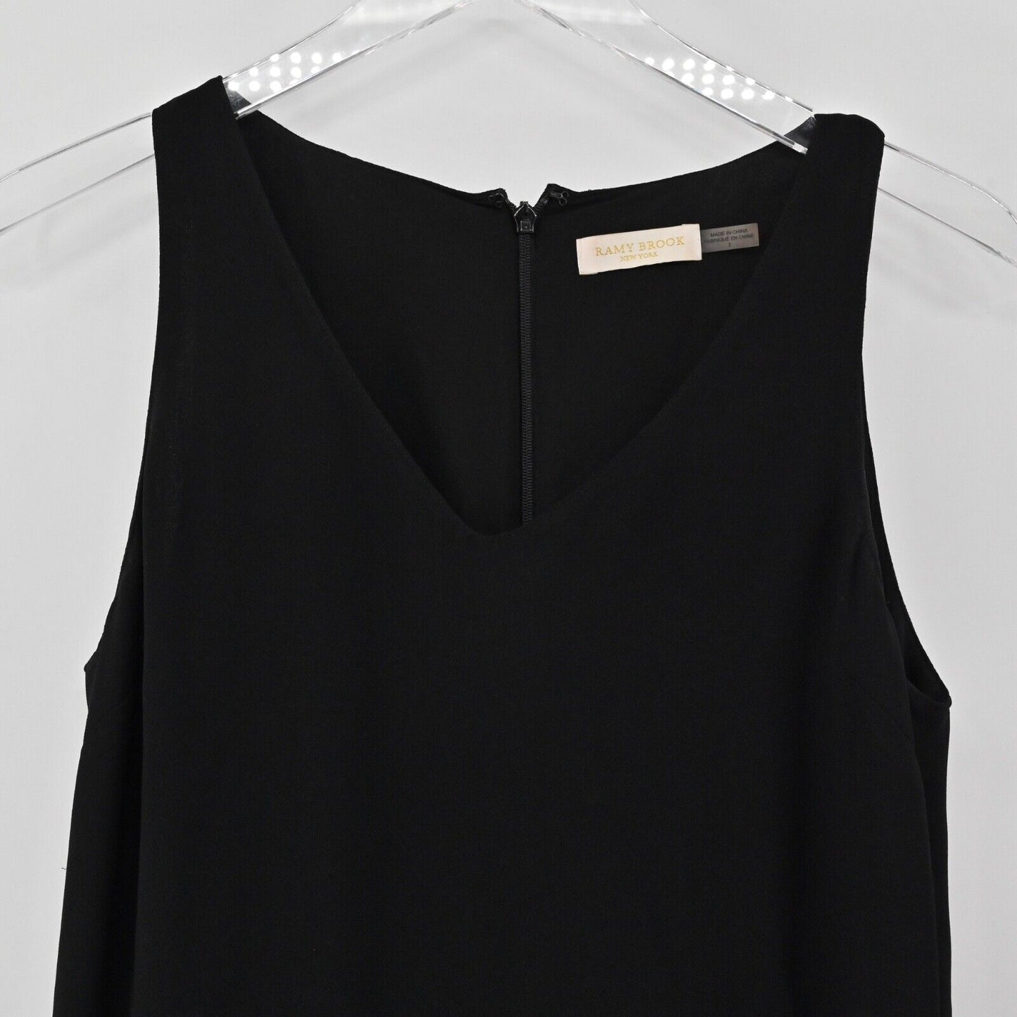 RAMY BROOK Dress Sz 2 Black Grommet Lace Up Drop Waist V Neck Shift Sleeveless