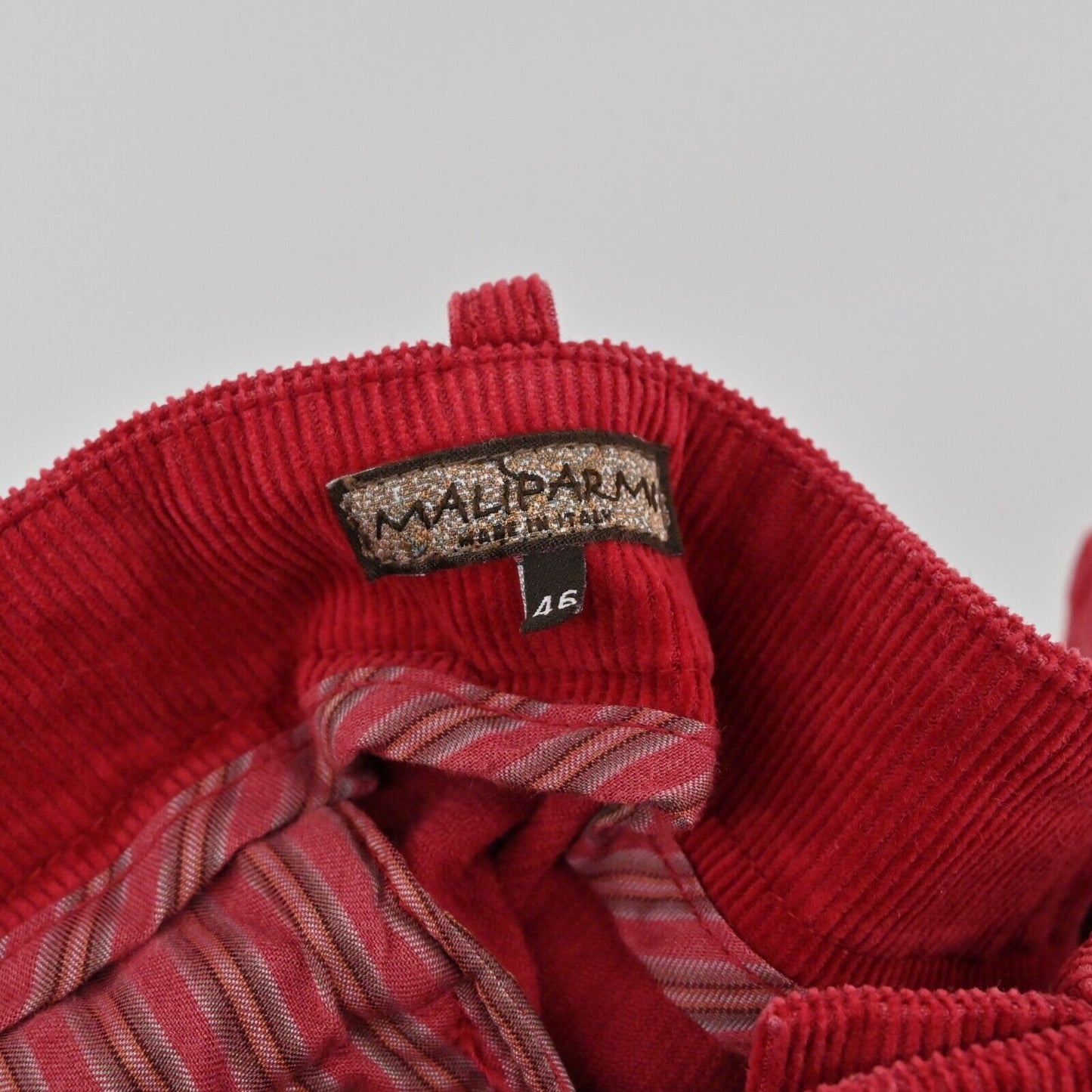 MALIPARMI Pants Womens Size 46 US L Corduroy Rose Red Trousers Retro Italy NEW