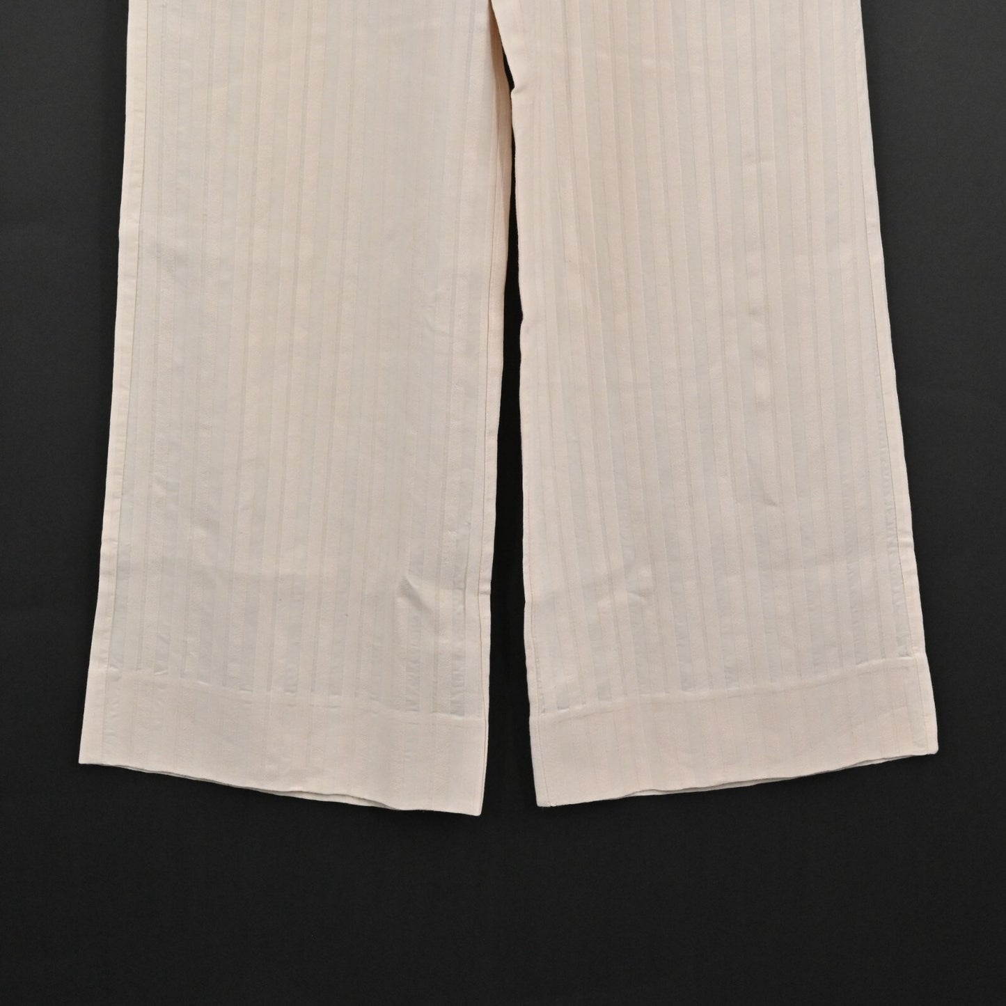 REBECCA TAYLOR Linen Pants Womens Size 0 Textured Stripe Cream Wide Leg Crop