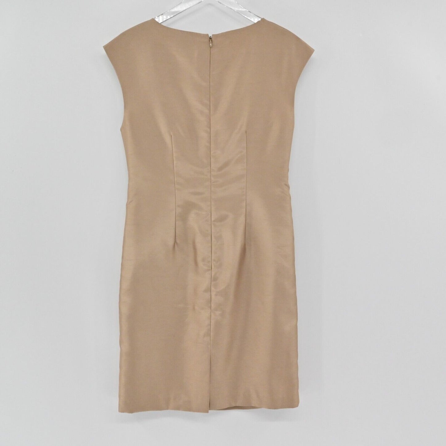 JESSICA HOWARD Dress Womens Sz 10 Champagne Pleated Rhinestone Sleeveless Sheath