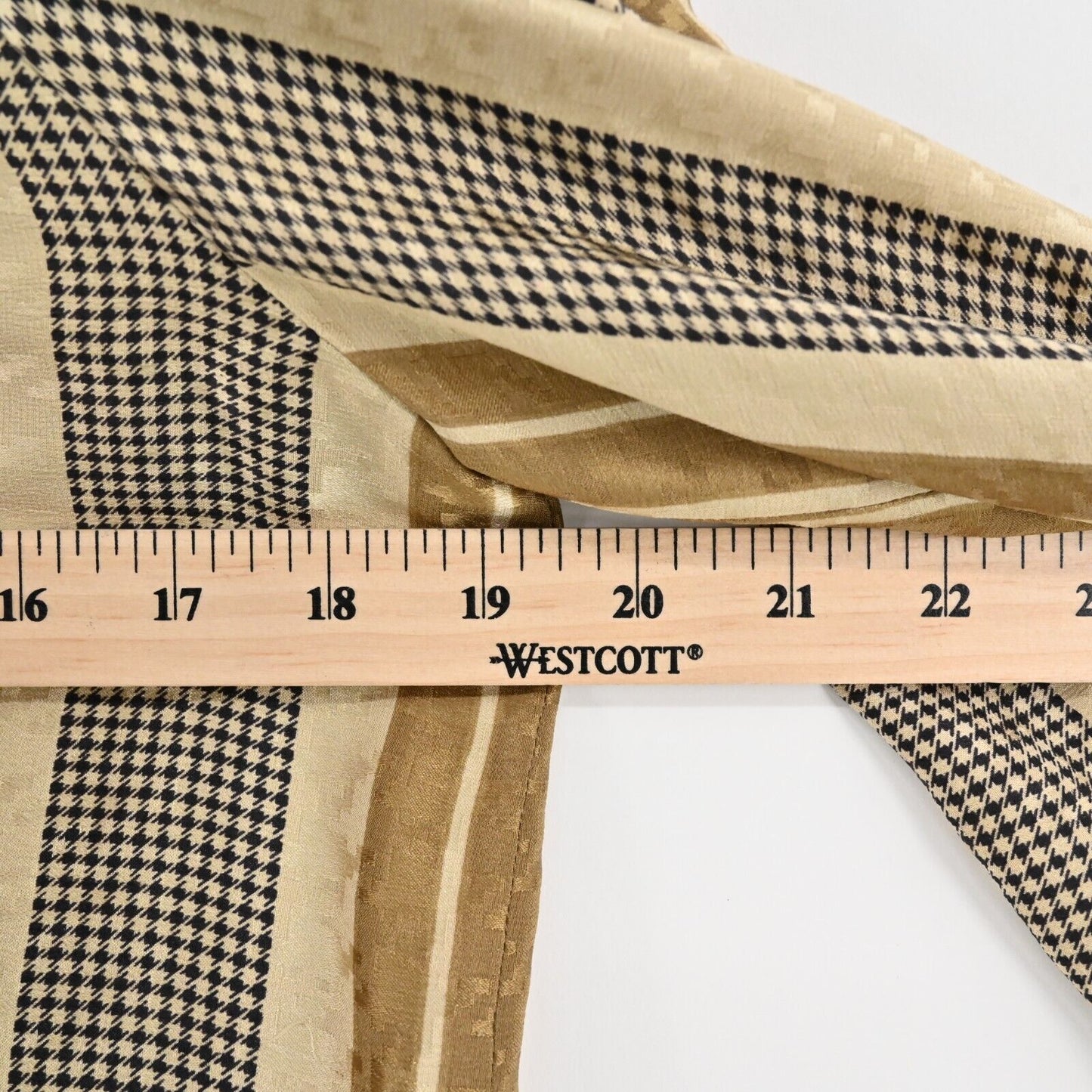 Vtg Silk Blouse Womens Sz 8 Houndstooth Top Stripe Collar Office Siren Academia