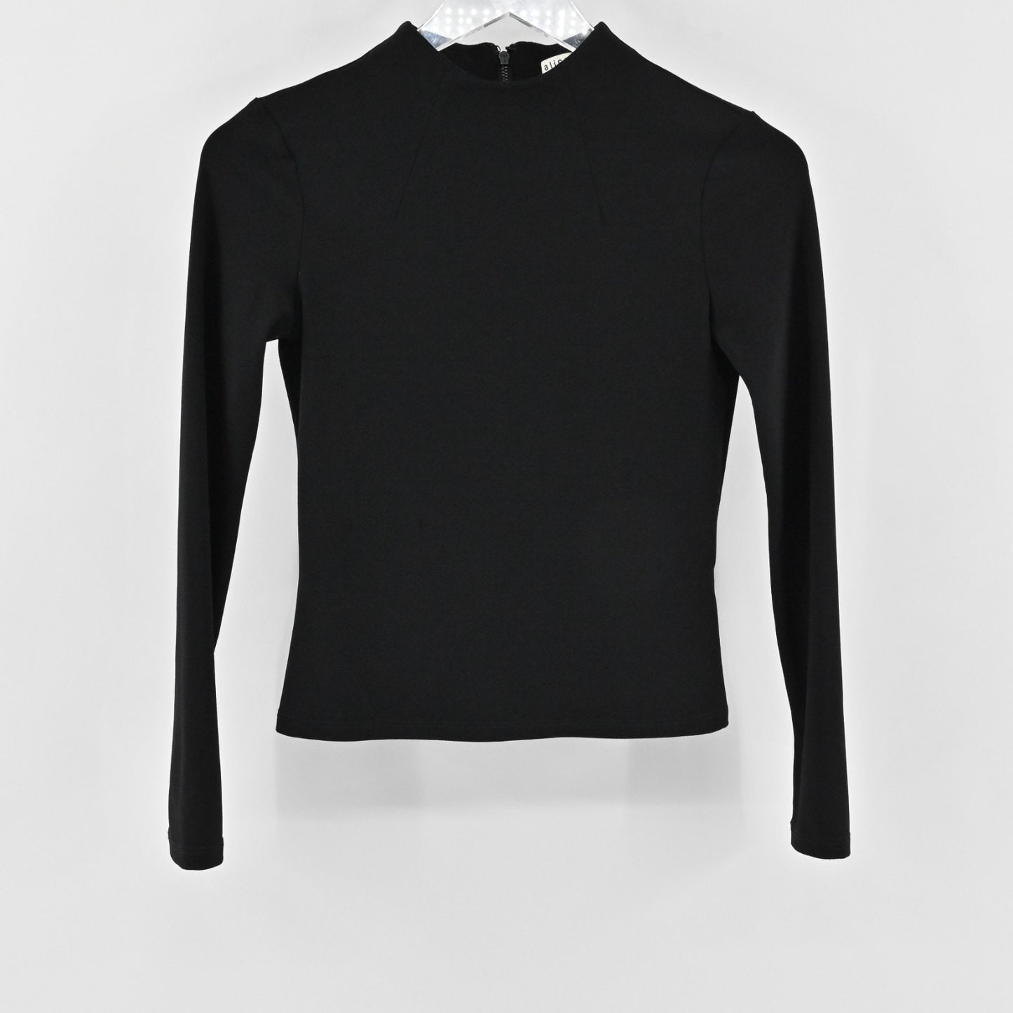 Alice Olivia Womens Haylen Black Top Size XS Long Sleeve Mock Neck Solid Blouse