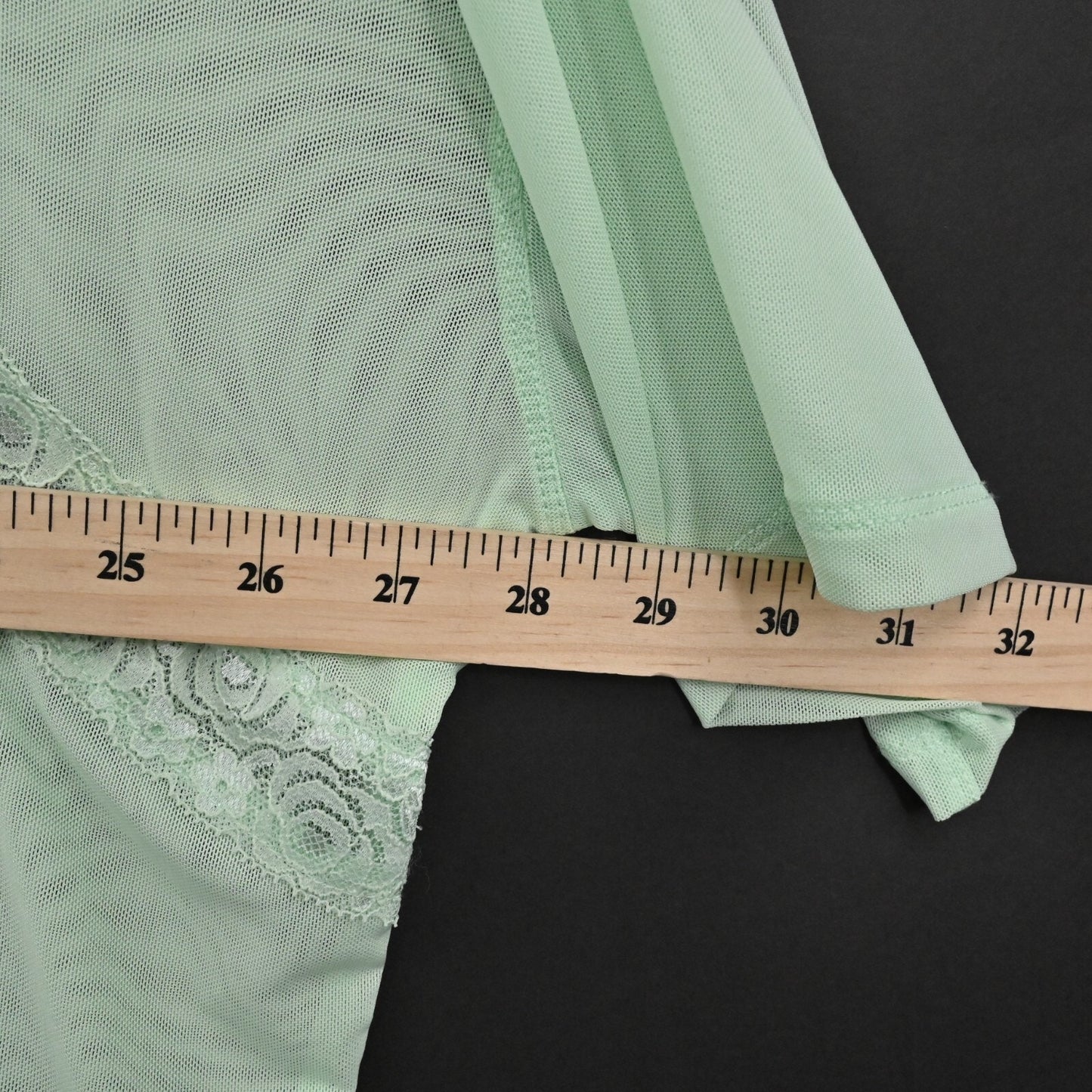 ANTHROPOLOGIE Green Lace Trim Top Womens Size L Dolan Sheer Oversize Boho Blouse