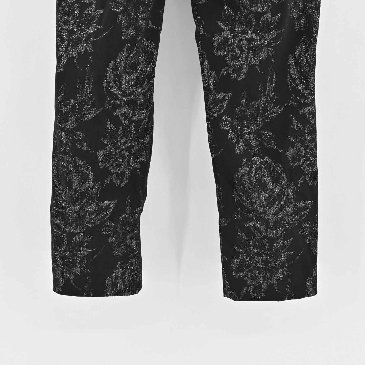 WHBM Brocade Floral Pants Womens 4 Jacquard Floral Tuxedo Silver Button Metallic