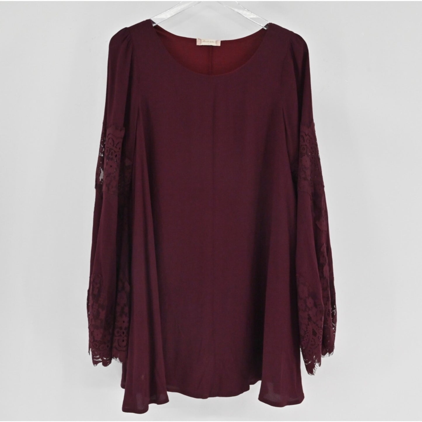 ALTAR'D STATE Boho Bell Sleeve Dress Sz L Shift Burgundy Floral Lace Whimsigoth