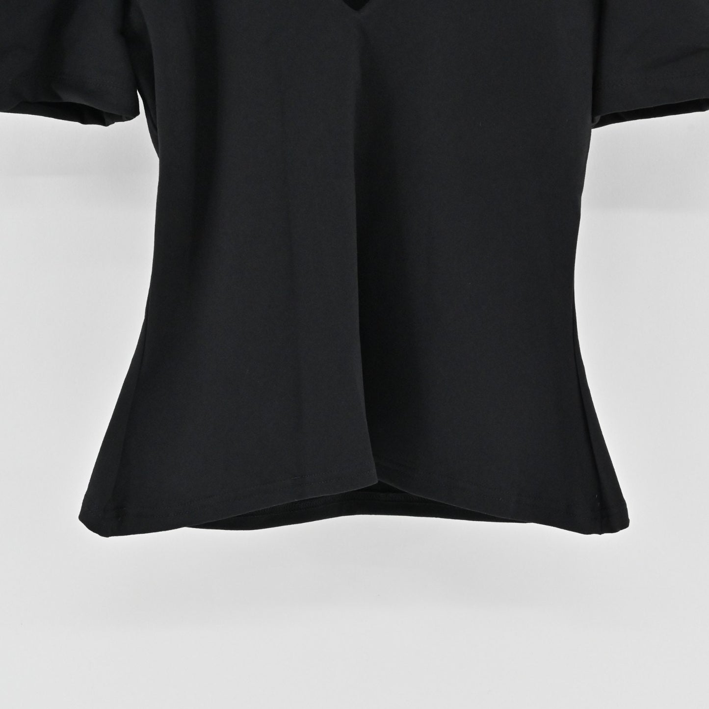 Susana Monaco Womens Pleated Puff SleeveTop Size XS Fitted Black Deep V Blouse