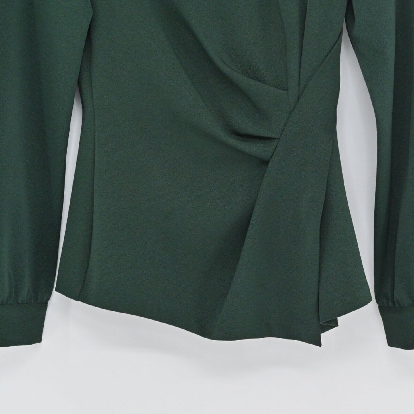 ZARA Skirt Set Womens Size XS Blouse Pleated Velour Emerald Green Retro Career