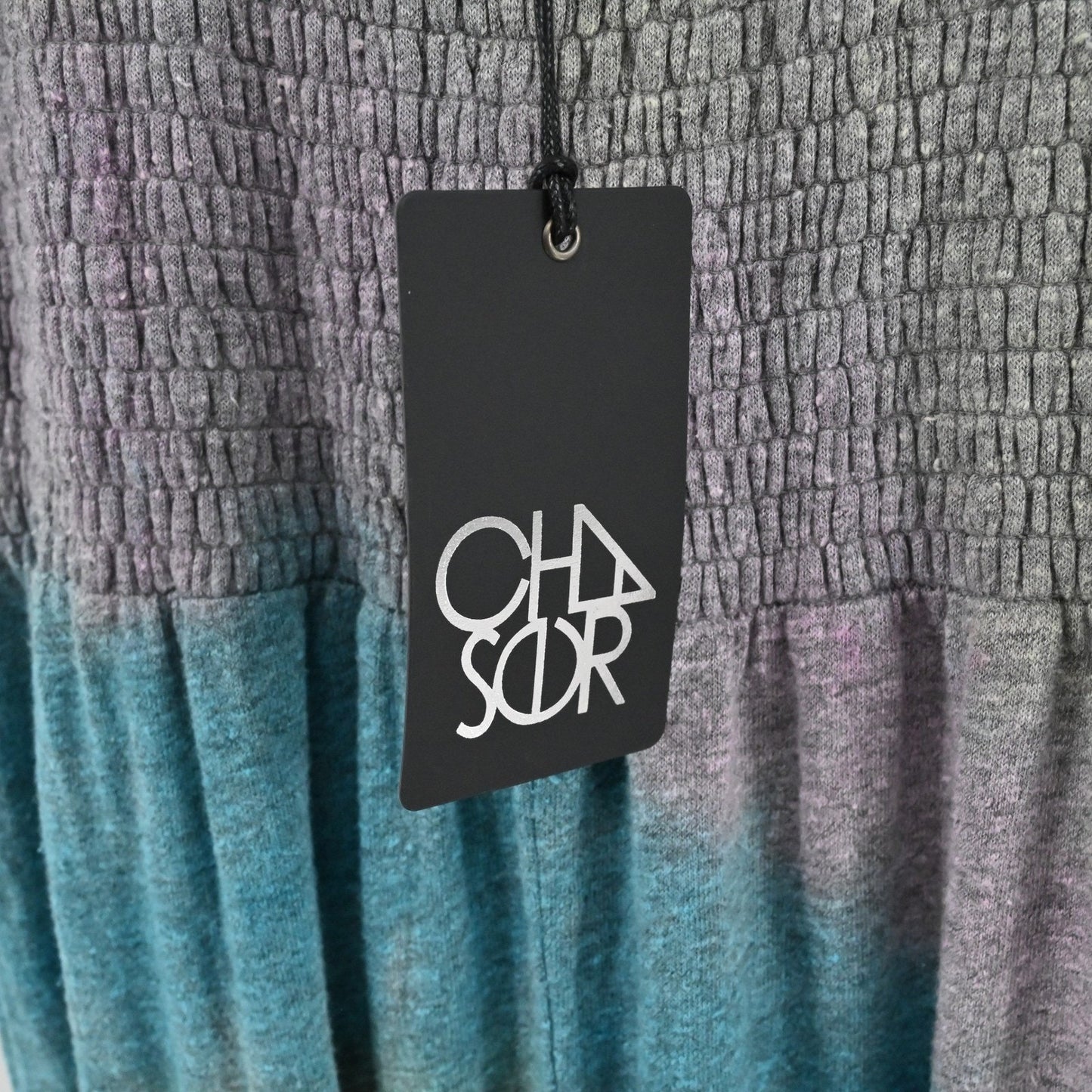 CHASER Womens Smocked Tie Dye Jumpsuit Size L Gray Blue Wide Leg Comfy Hippie