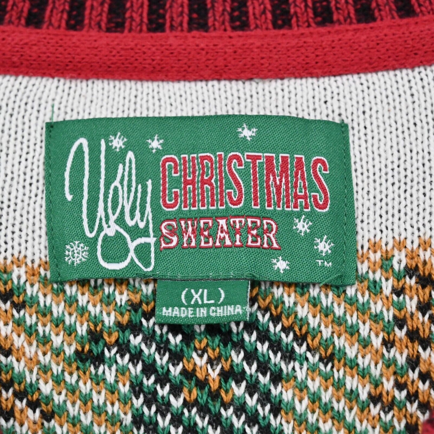 UGLY CHRIATMAS SWEATER Mens Size XL Gingerbread Man Oh Snap Candy Cane Crutch