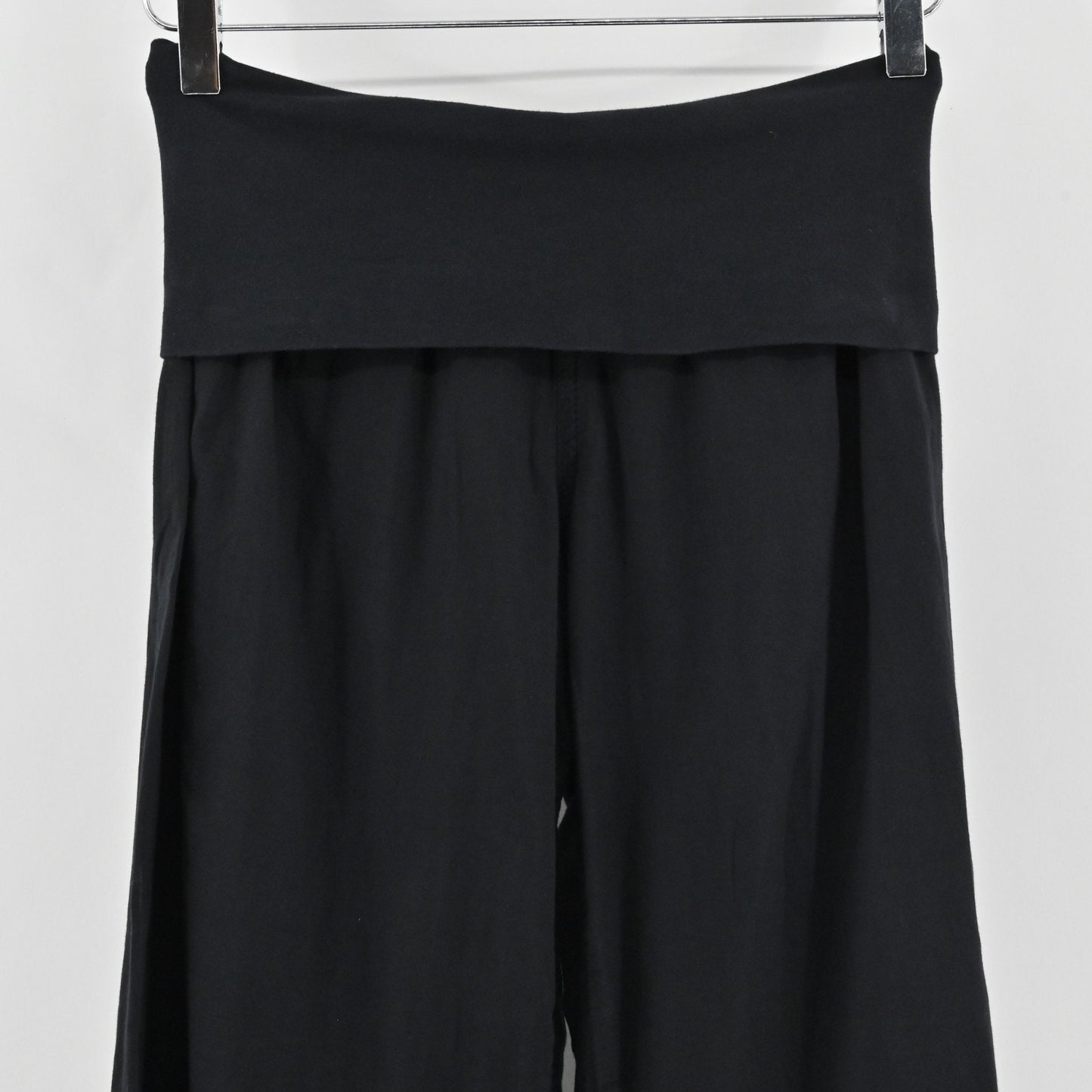 Vintage Y2k Hard Tail Womens Wide Leg Fold Over Pants Size S Black Cotton Yoga