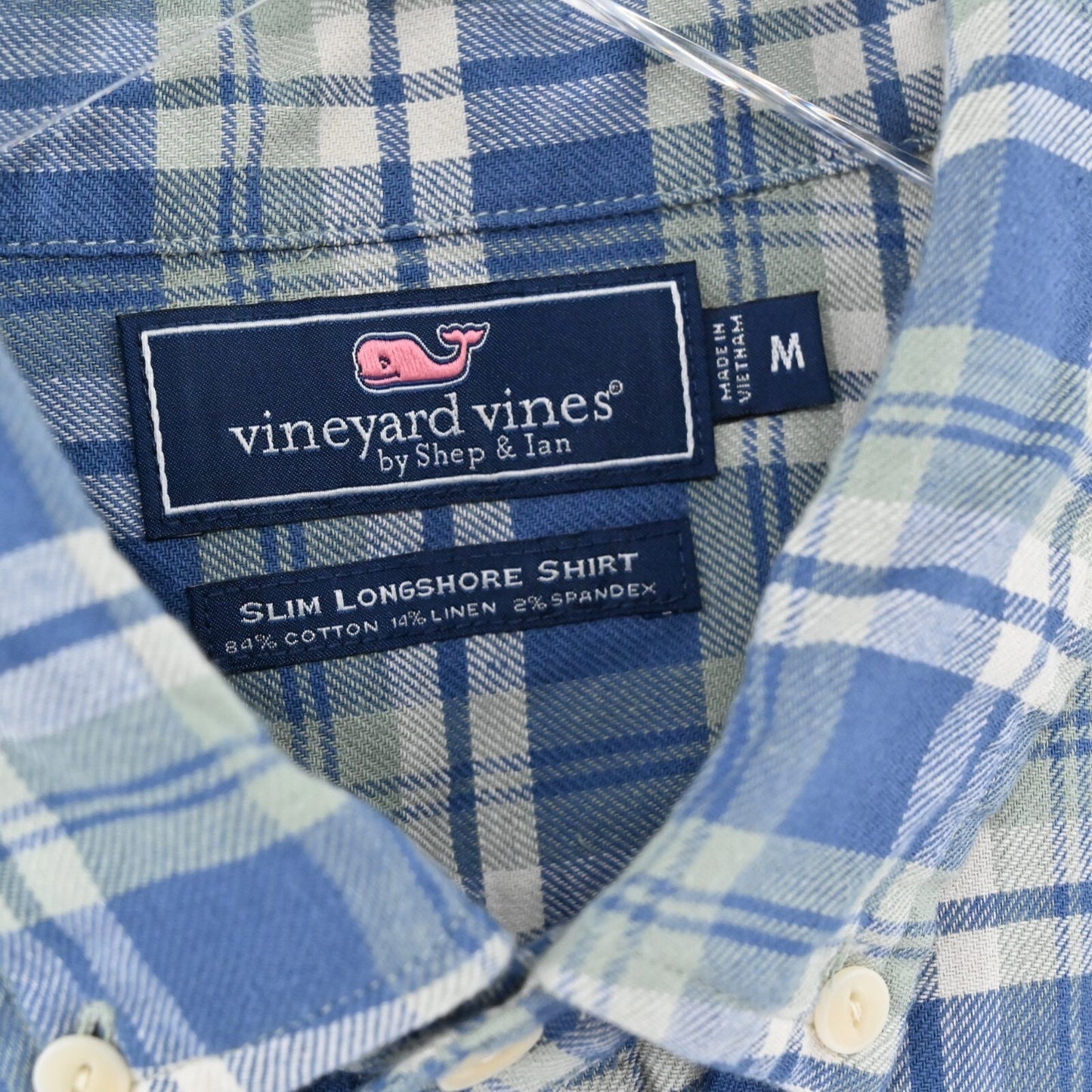 VINEYARD VINES Mens Plaid Shirt Size M Slim Longshore Blue Green Button Casual