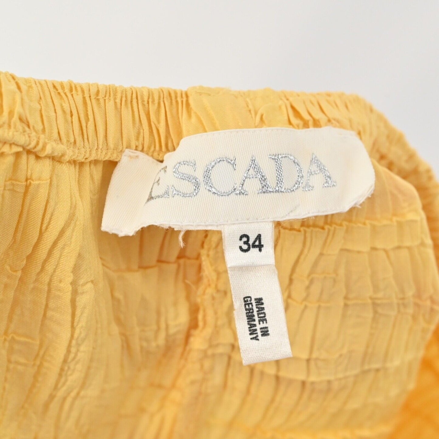 VTG 00s Y2k ESCADA Maxi Skirt Womens Size 34 Satin Crinkle Yellow Elastic Waist