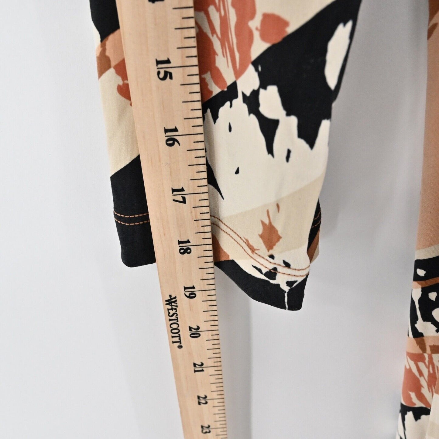 BCBGMAXAZRIA Dress Sz L Brown Stripe Floral Collared Faux Wrap Long Sleeve Midi