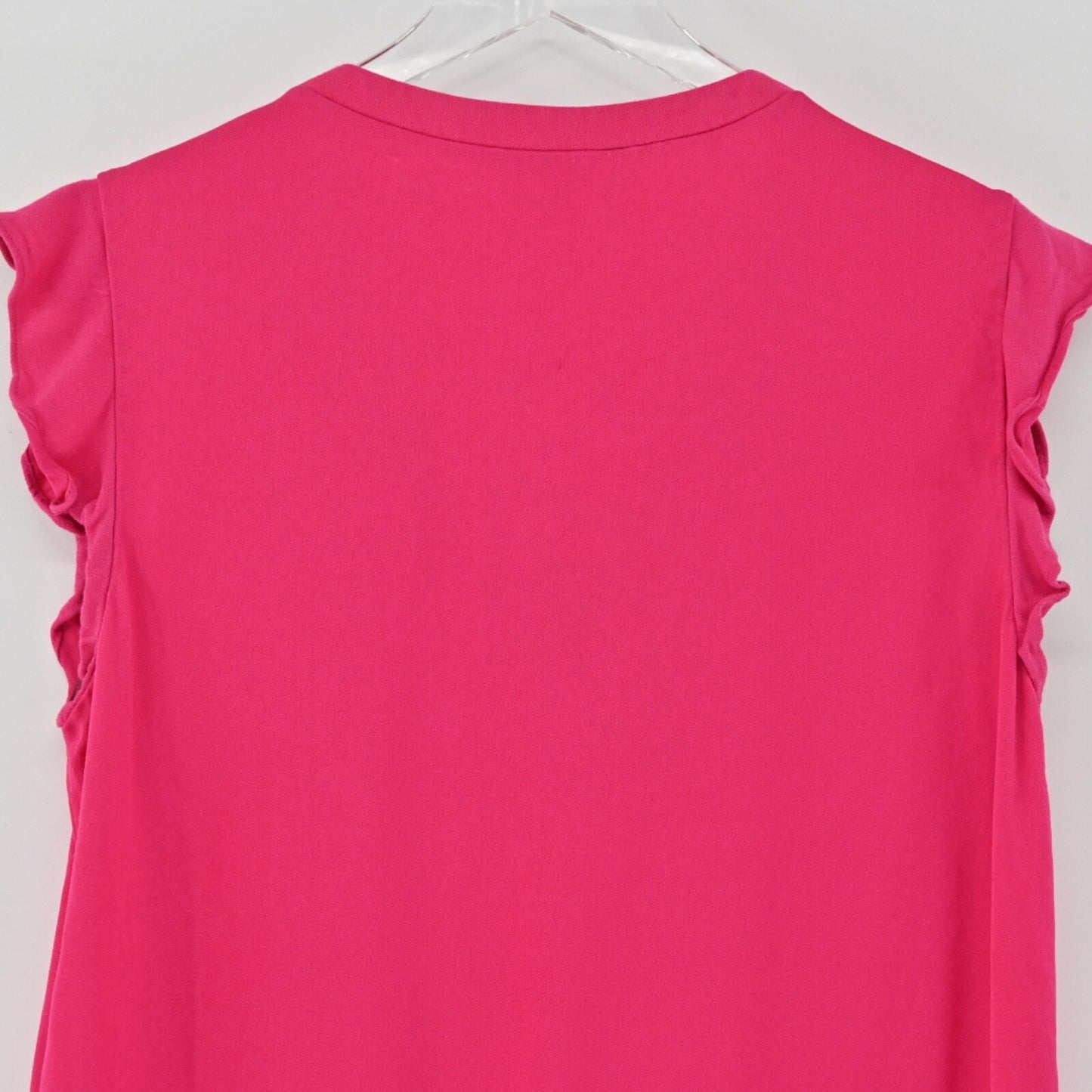 KATE SPADE Top Womens Sz L Pink V Neck Ruffle Flutter Cap Sleeve Preppy New York