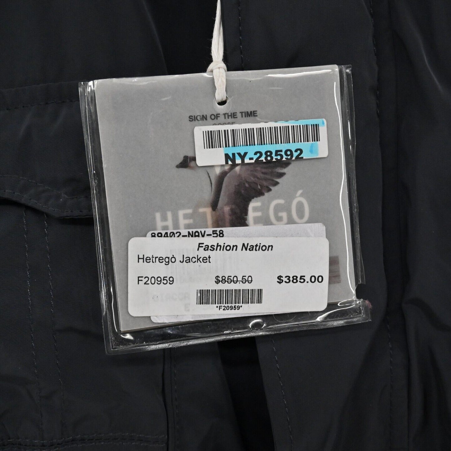 HETREGO Jacket Mens Size 58 Long Sleeve Black Zip Button Double Layer NEW