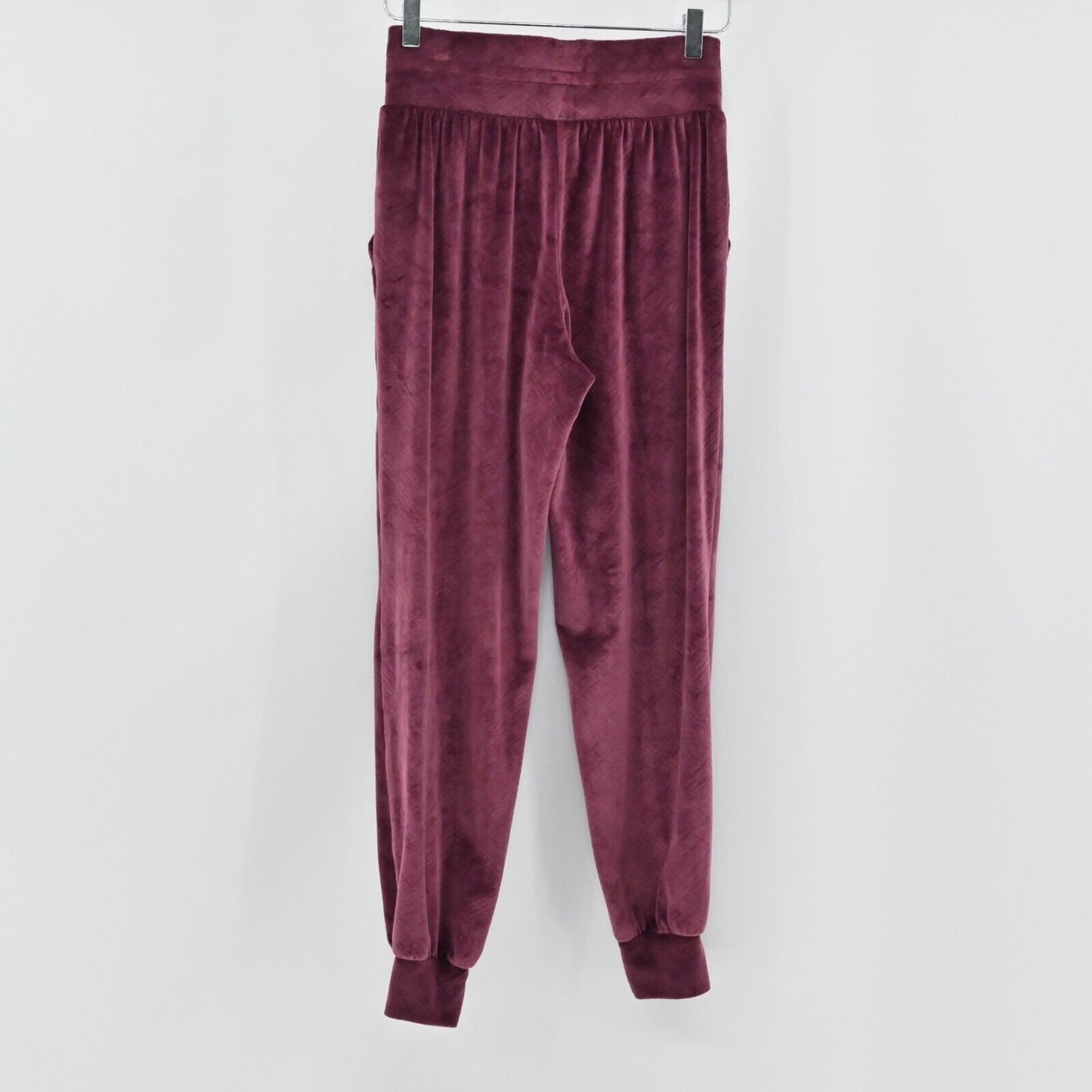 VICTORIAS SECRET Pants Womens XS Maroon Velour Quilted Joggers Loungewear Comfy