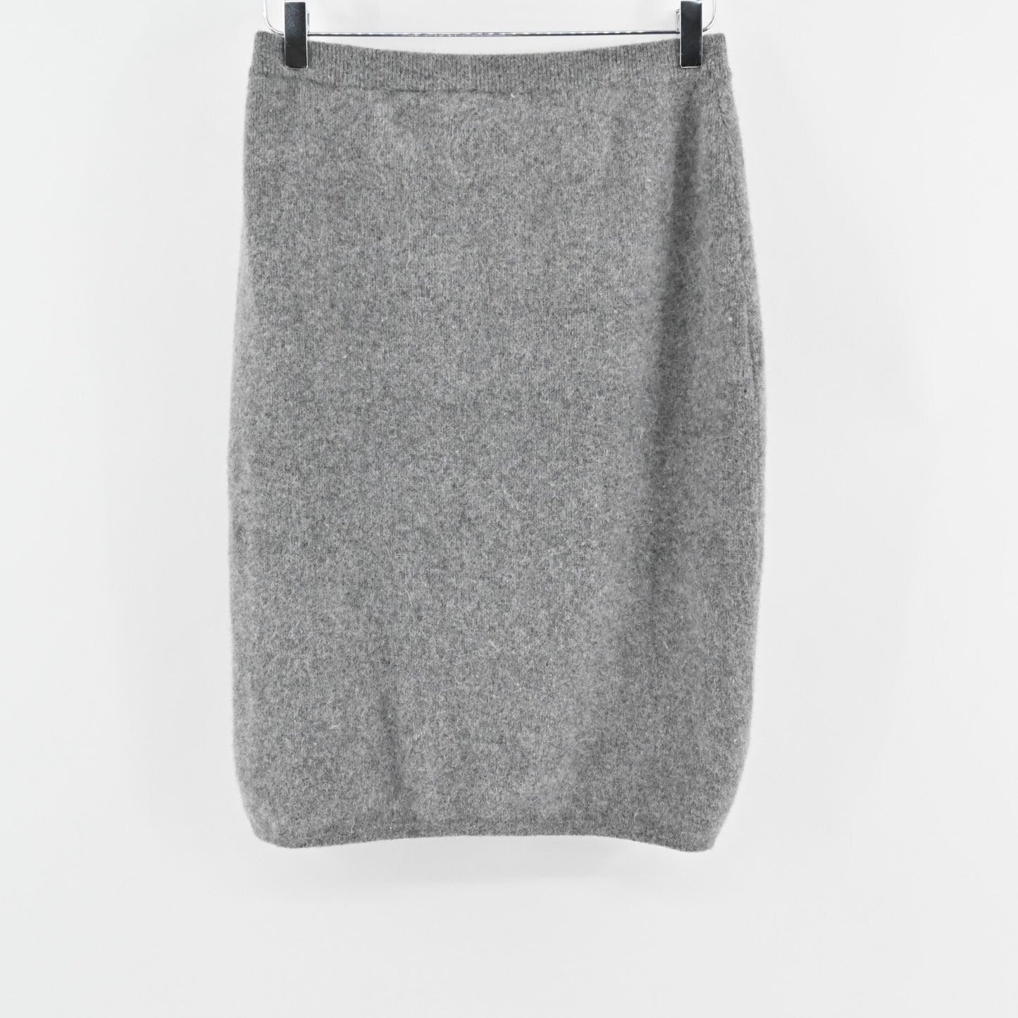 Vintage HUNT CLUB Skirt Sz M Gray Lambswool Angora Knit Pencil Pull On Academia