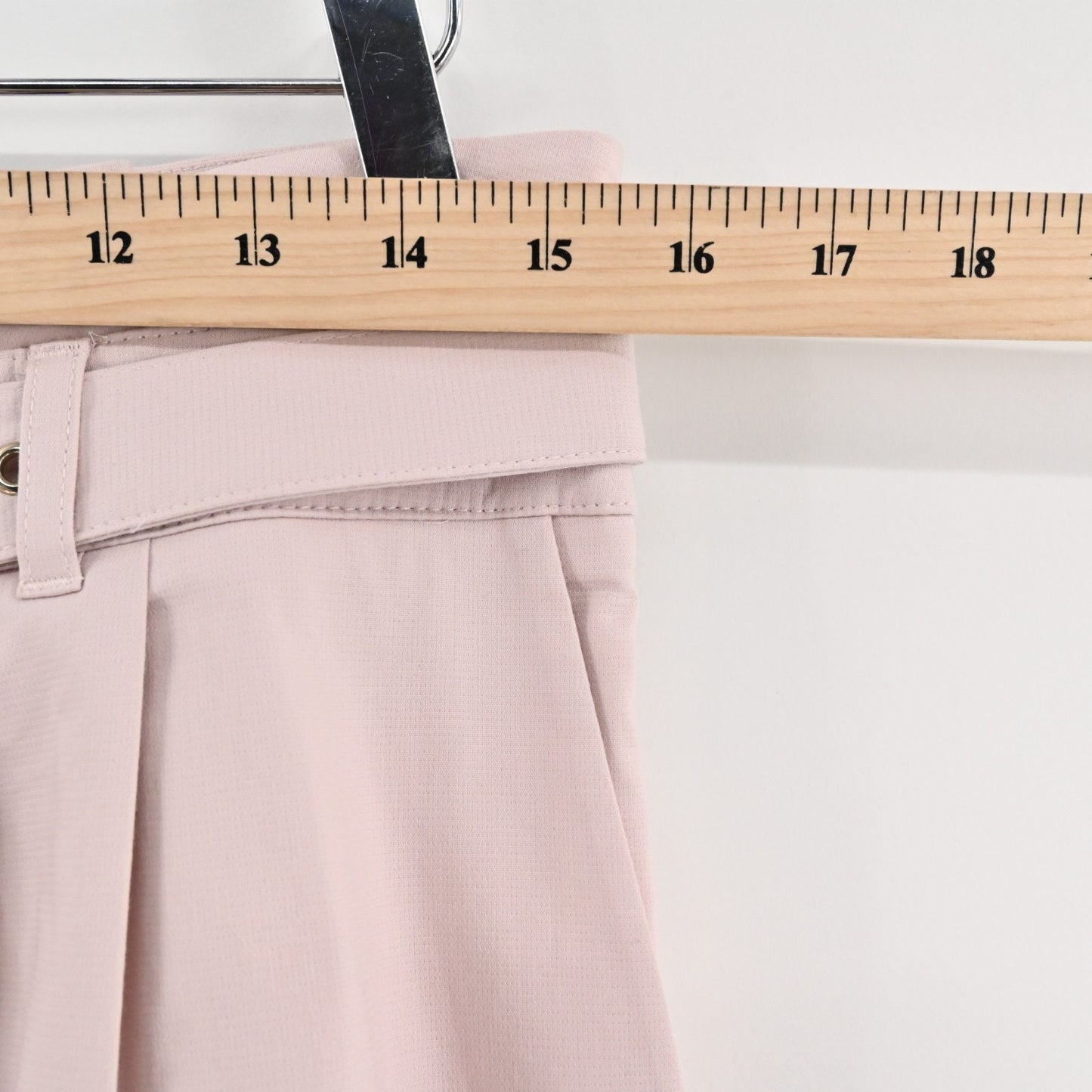 Ted Baker Womens Belted Tapered Pants Size M Light Pink High Rise Pleated Chino
