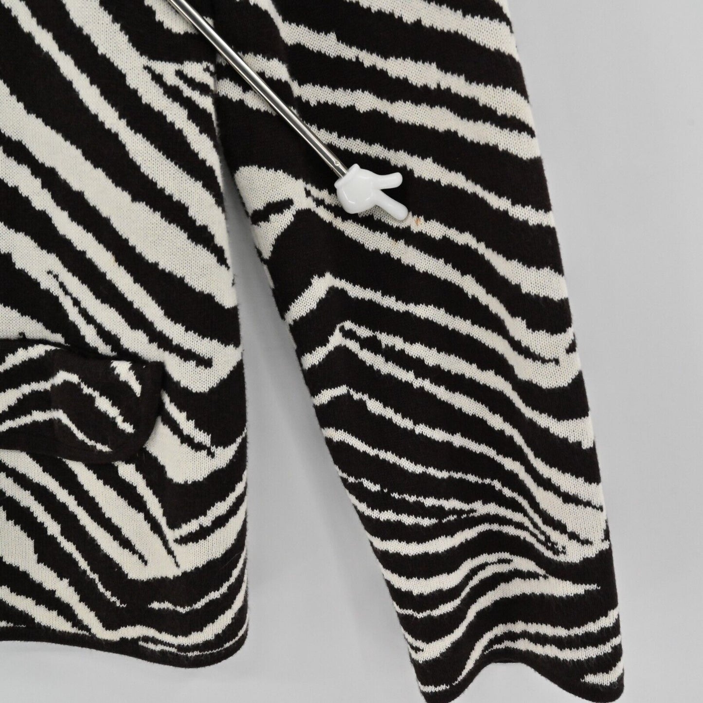 Vtg LAURA ASHLEY Sweater Jacket Womens Size L Zebra Print Button Down Cardigan