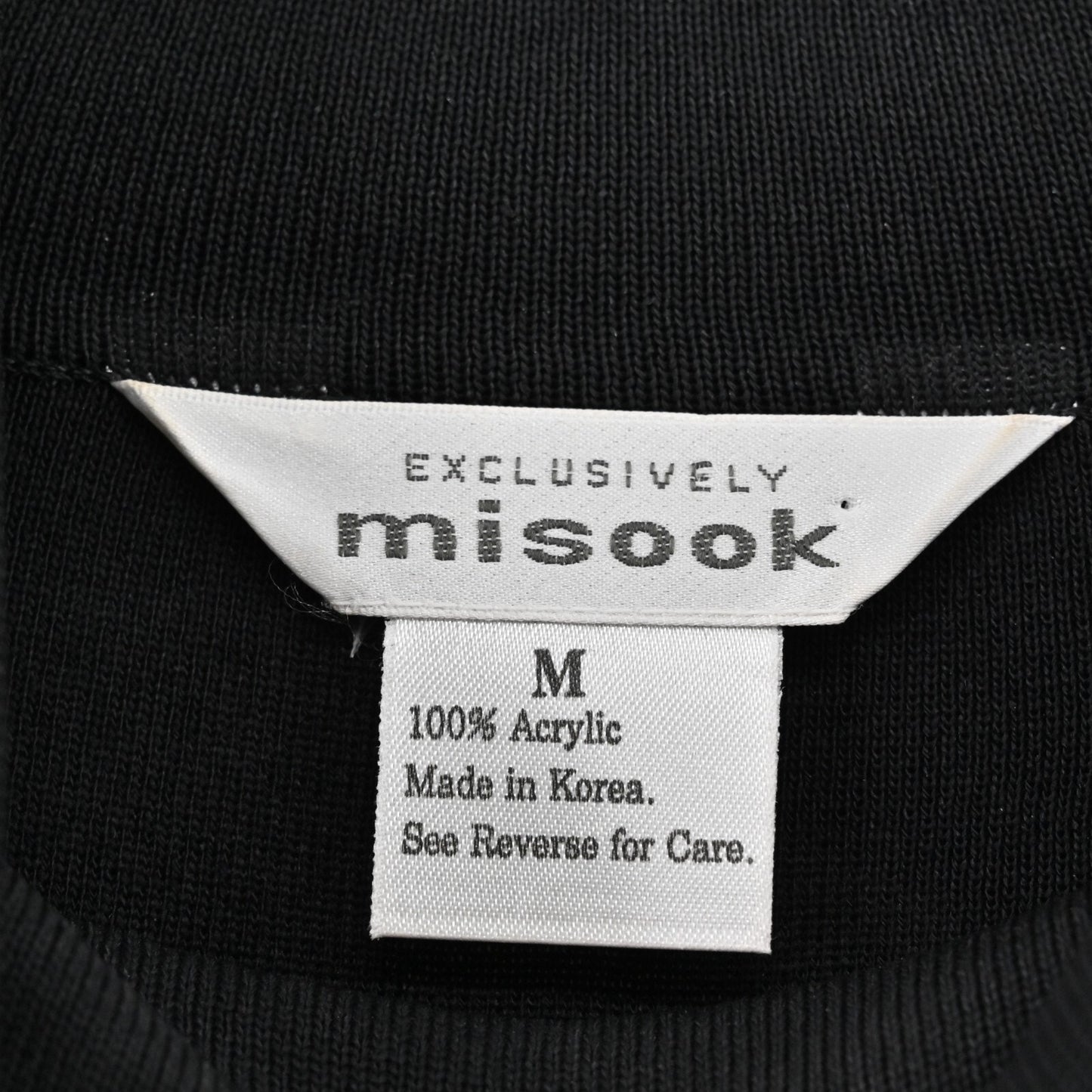 MISOOK Womens Black Sweater Size M Exclusively Knit Fold Collar Quiet Luxury