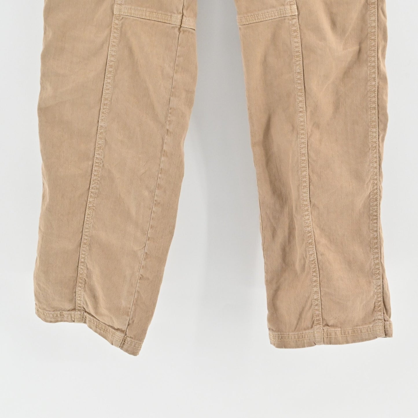 AMO Ellen Womens Pants Size 25 Straight Cargo Pocket Trouser Tan Linen Blend