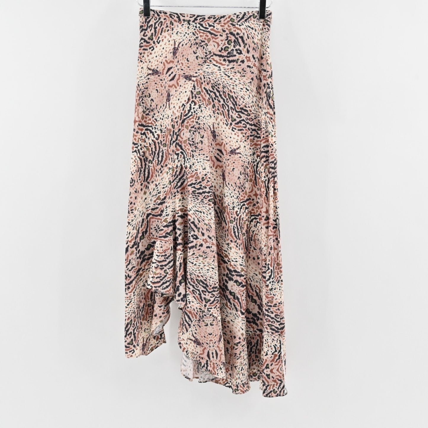 ALLSAINTS Skirt Size 4 Raya Arietta Animal Print Multi Ruffled Asymmetric Hem
