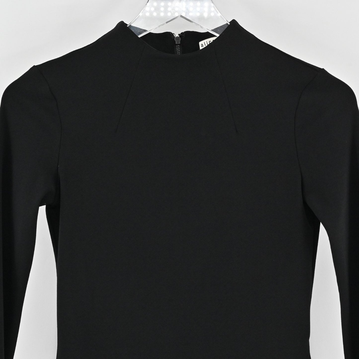 Alice Olivia Womens Haylen Black Top Size XS Long Sleeve Mock Neck Solid Blouse