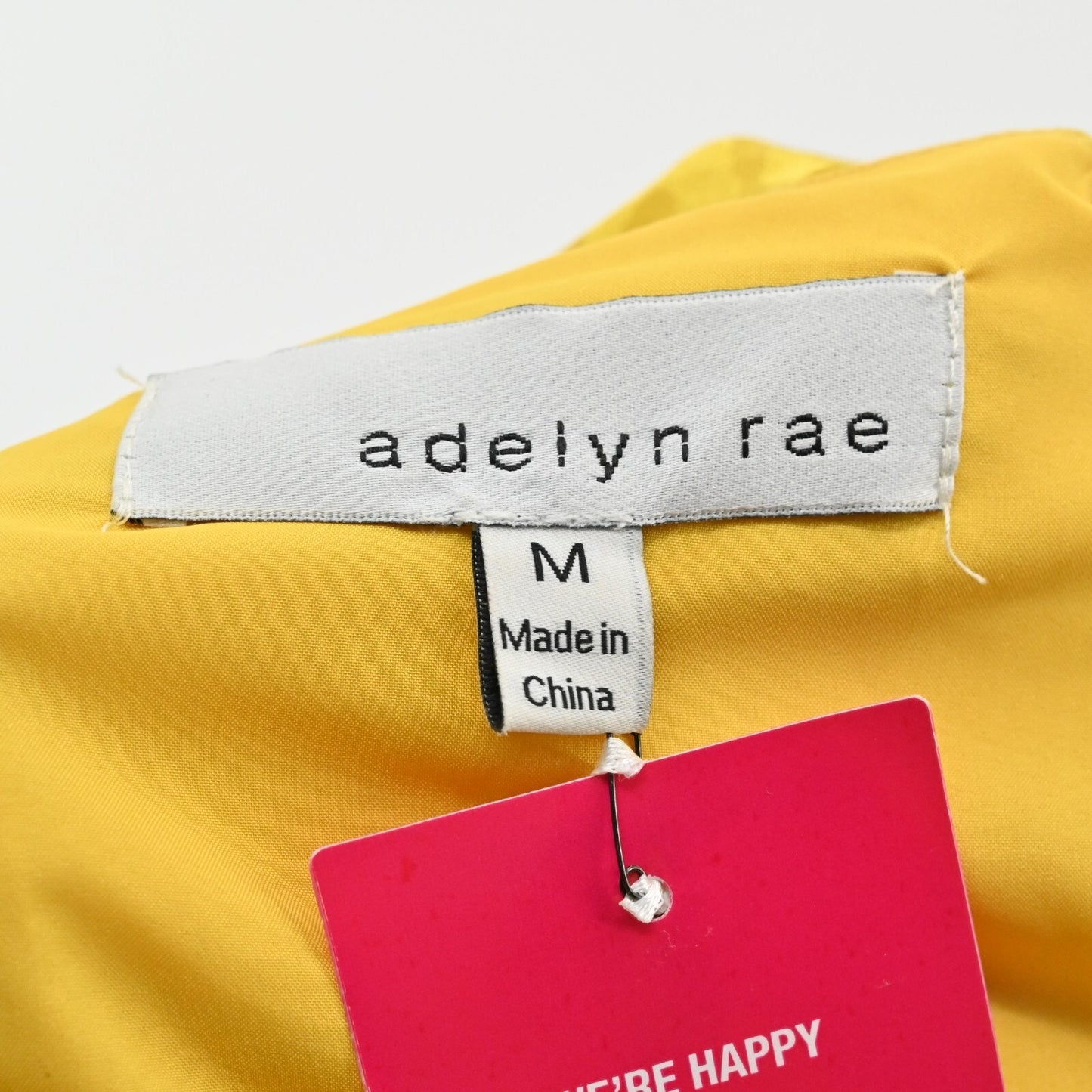 ADELYN RAE Womens Nissa Puff Sleeve Dress Size M Yellow Jacquard Honeycomb NEW